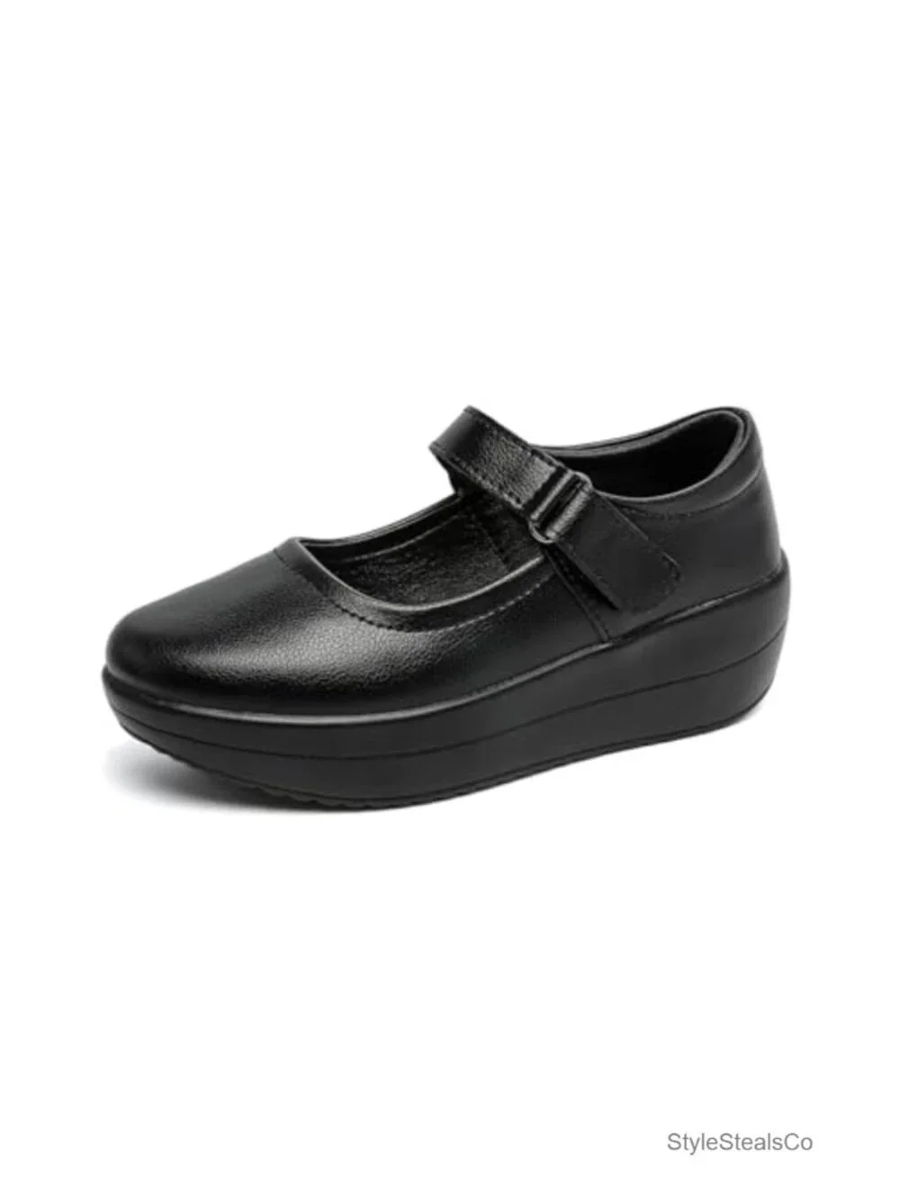 Women's Platform Mary Jane Shoes Wide Round Toe Ankle Strap Comfortable Work